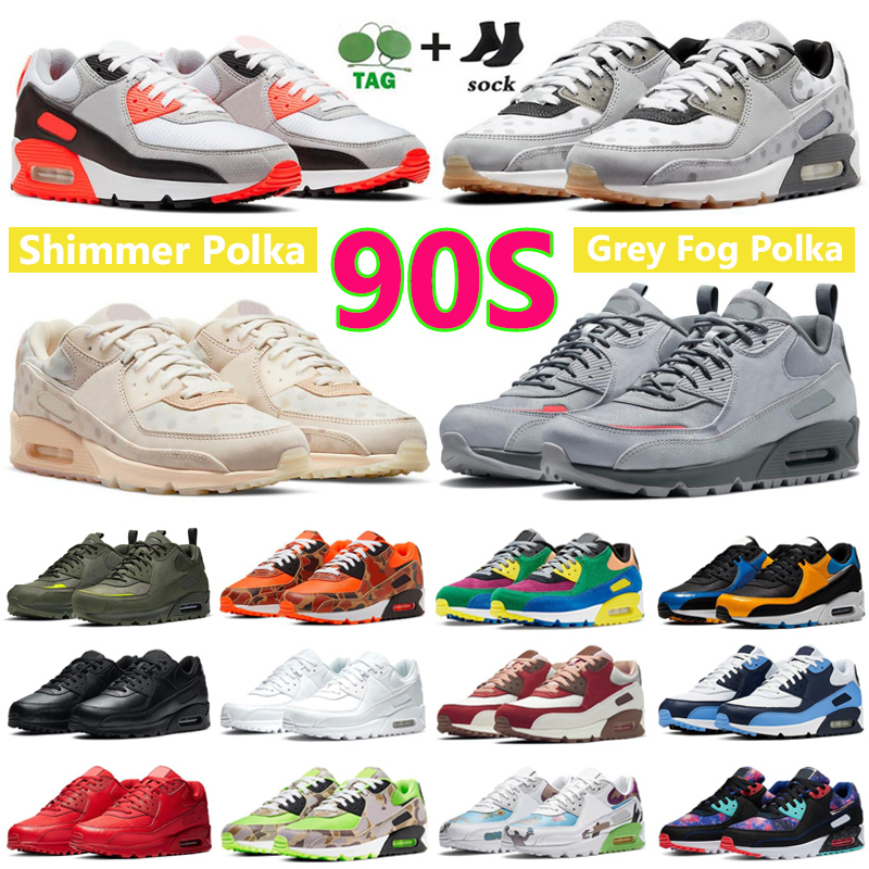 

Newest 90s Designer Men Women Running Shoes Triple Black White Infrared Valentine Day Grey Fog Shimmer Polka Laser Blue Bacon UNC Mens Trainers Sports Sneakers, 29