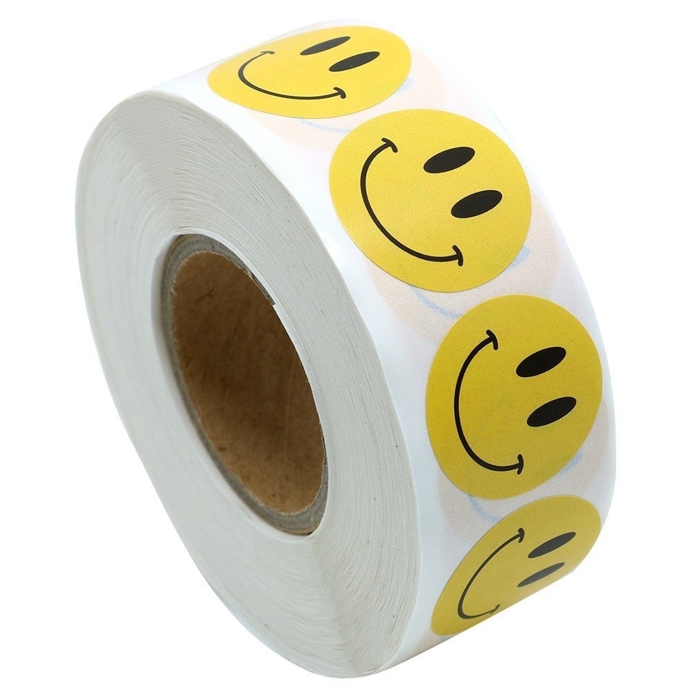 

500pcs Smiling face stick-on label Paper Self-adhesive Sticker Seal Label Candy Box Decor Baking DIY Flower Packing Scrapbooking