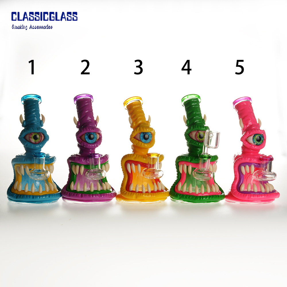 

6.5 Inches Glass Bong Hookahs Water Pipe Clay Monster With Quartz banger 4mm Thick Bongs Female Joint Dab Oil Rig