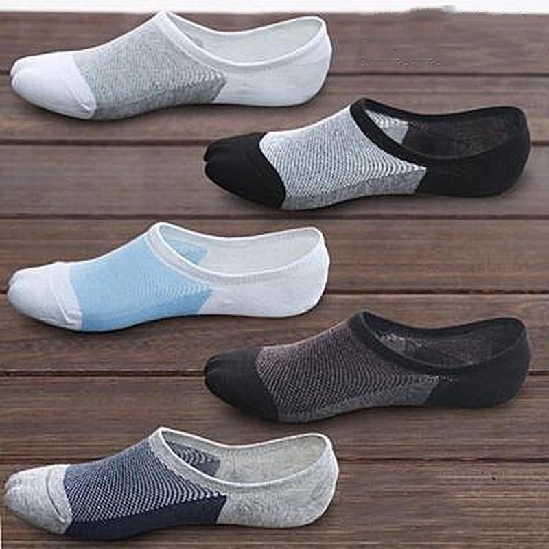 

Men's Socks 5 Pairs / Lot Summer Men No Show Slippers Breathable Silicone Non-slip High Quality Short Mesh, Black