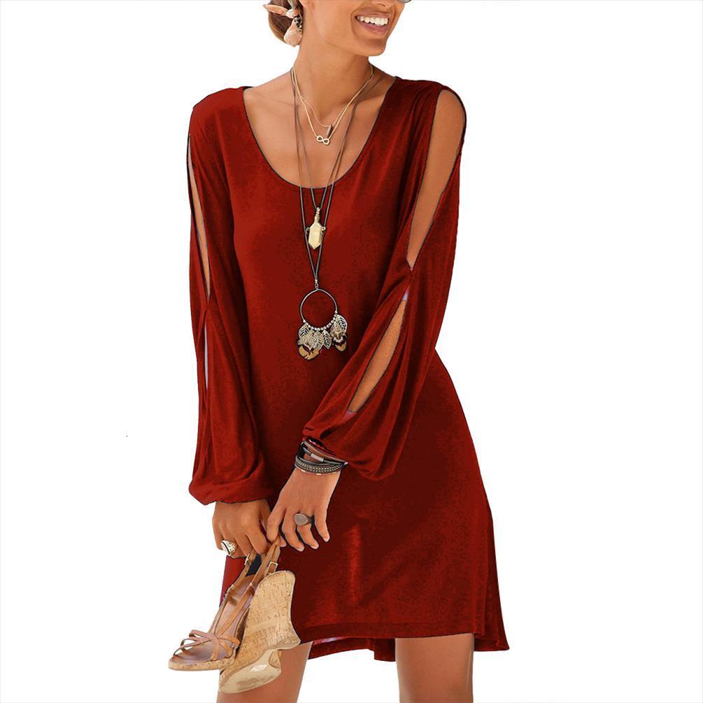 

summer beach cold shoulder women dress long sleeve u neck mini solid color loose, Black;gray