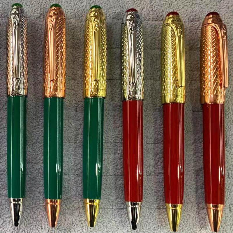

6 Colors PP-C New Style High Quality Classic Big Head Green/Red barrel Metal barrel Luxury Ballpoint Pen+2 Gift Refills+Gift Plush Pouch, Blue;orange