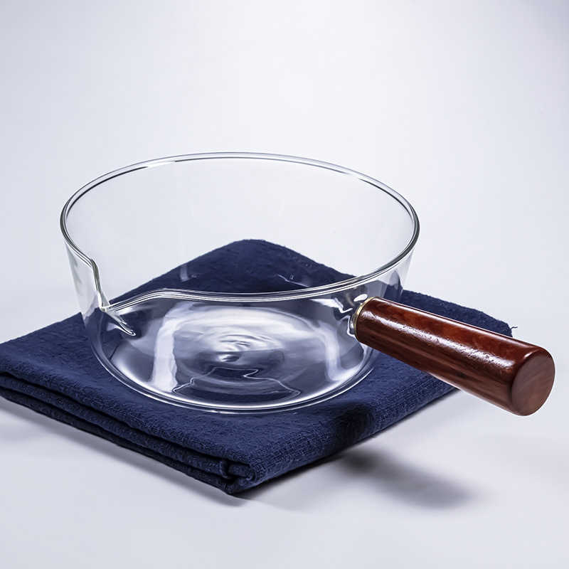 

Heat resistant glass transparent side wood handle Ramen instant noodles bowl Japanese household heatable fruit dessert salad bowl tableware