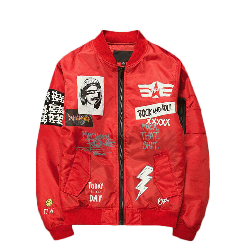 

Men's Jackets Men Print Plus Size Stand Collar Bomber Fashion Casual Outwear Coat Bomb Baseball EI08, Black