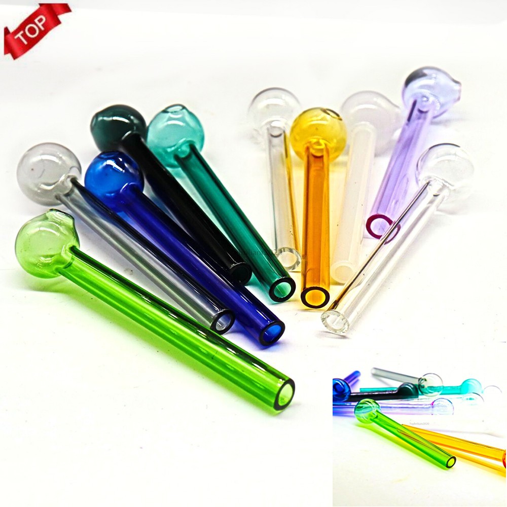 

4Inch(10cm) Colorful Pyrex Glass Oil burner transparent Oil Burner Glass Tube Oil Burning Pipe glass pipes water pipes FY2305