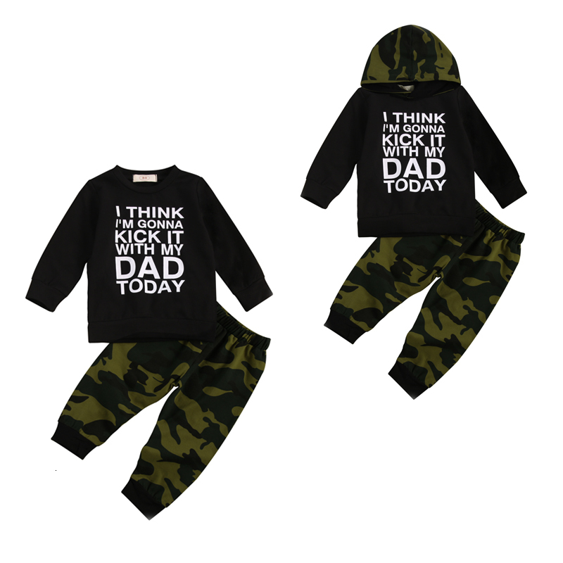 

Clothing FOCUSNORM Fashion Kids Boys Clothes Sets Letter Print Long Sleeve Pullover Sweatshirt Tops Camouflage Pants 2pcs 0-5Y C0225