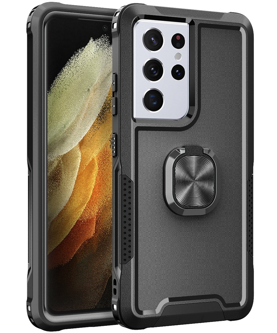 

Shockproof Heavy Duty Protective Phone Case Drop Test Magnetic Kickstand Car Mount Holder For Samsung Galaxy S21 FE 5G S22 Note 20 Ultra S20 Plus S21 Note 10, Black