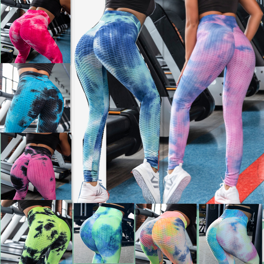 

Womens Fitness Sexy Tightening Leggings High Waist Tie Dye yoga pants Sportswear Gym Clothing Elastic Ladys Running Tights Workout Slim Trousers, Colour 15