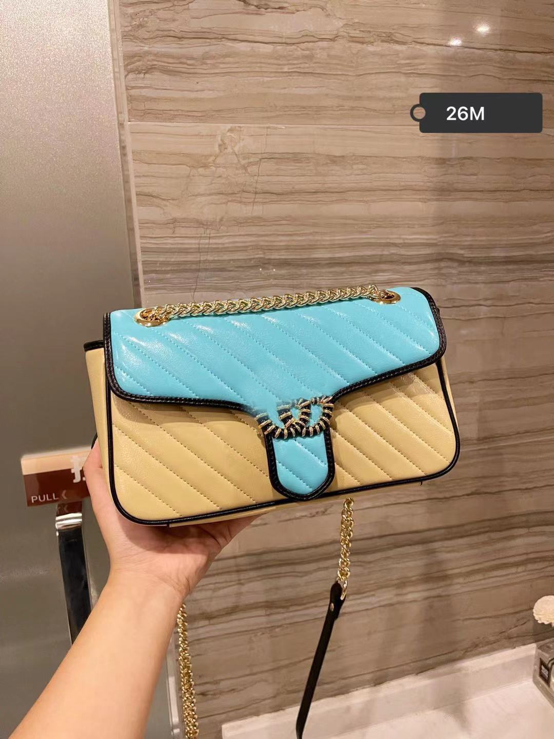 

high Quality Luxury designers Ladies Shoulder bag handbag Women fashion chain double G handbags Postmans deerskin embroidery Multicolor messenger bags 16*26, Customized