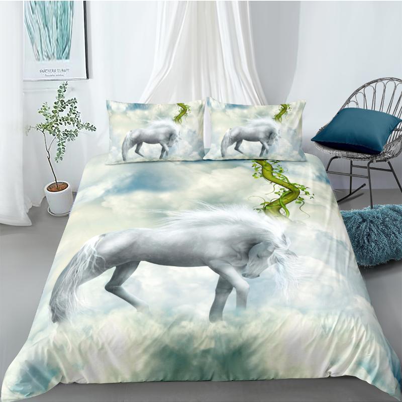 

Bedding Sets 3D Horse Quilt Cover Animals Linens Bed And Pillow Covers Full Double Single  Queen King Size 160*220cm Bedclothes, Nyy233