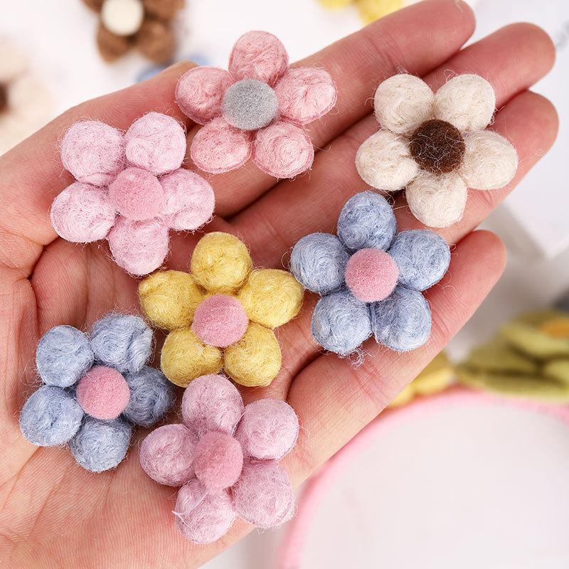 

Other Event & Party Supplies 50pcs 33MM Wool Felt Plush Flower Embellishment Charm For DIY Hair Tie Headdress Accessories Dress Apparel Deco