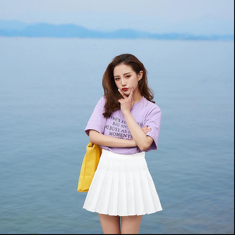 

college wind hundred pleated women skirt mini a word version of the solid color high waisted casual girl, Black