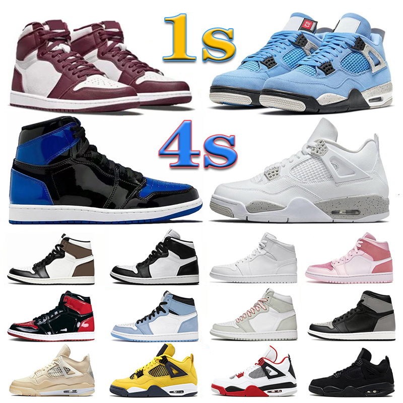

4 4s White Oreo Men Basketball Shoes 1 1s Patent Royal University Blue Bordeaux Dark Mocha Pink Twist Shadow 2.0 Black Cat Bred Sail Red Thunder Mens Women Sneakers, #45