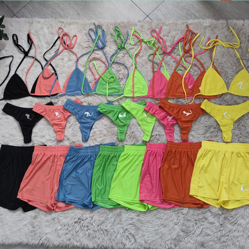 

Casual 3 Piece Swimwear Set Famous Brand Sexy Women Designer Bathingsuits Bikini Woman Designers Swimsuits, J2494-black