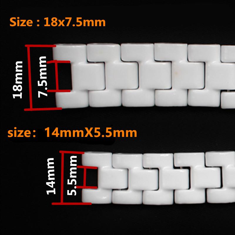 

Watch Bands Ceramic Watchbands Men Women Accessories Strap Bracelet Band 14*5.5 / 18*7.5mm Wristband Notch End
