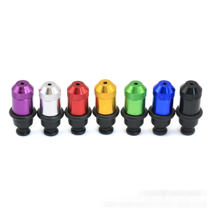 

53mm length nipple Metal Smoking Pipe Tobacco Snuff Tube Hand Cigarette Pipes 7 colors 2 Styles Choose Durable Rubber Mouth Top
