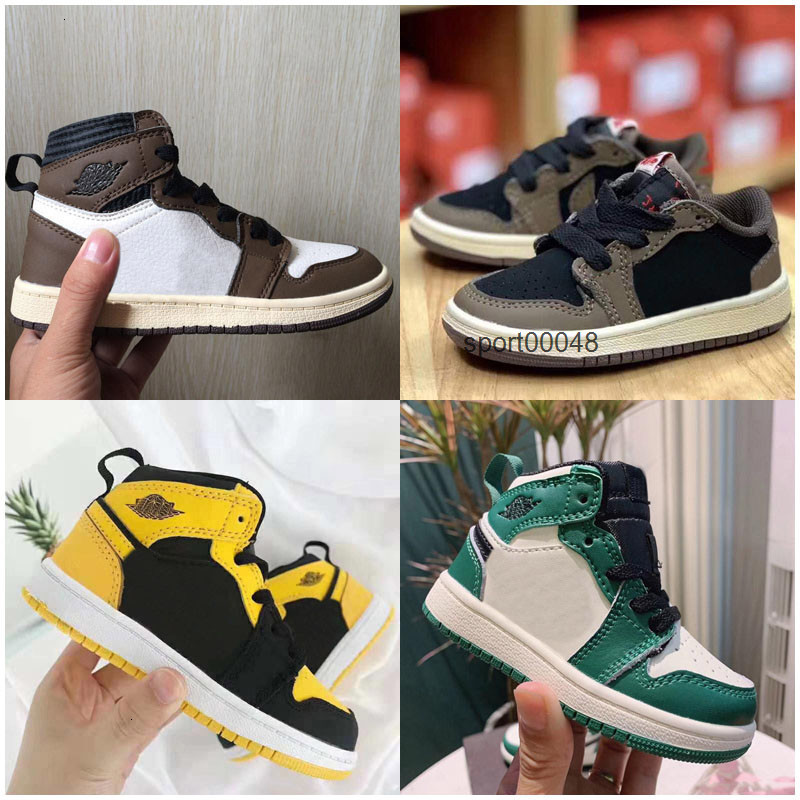 

Kids Low Travis Scott 1 High OG Cactus Jack 1S Sneakers Sports Trainer Baby Toddler Shoes Black