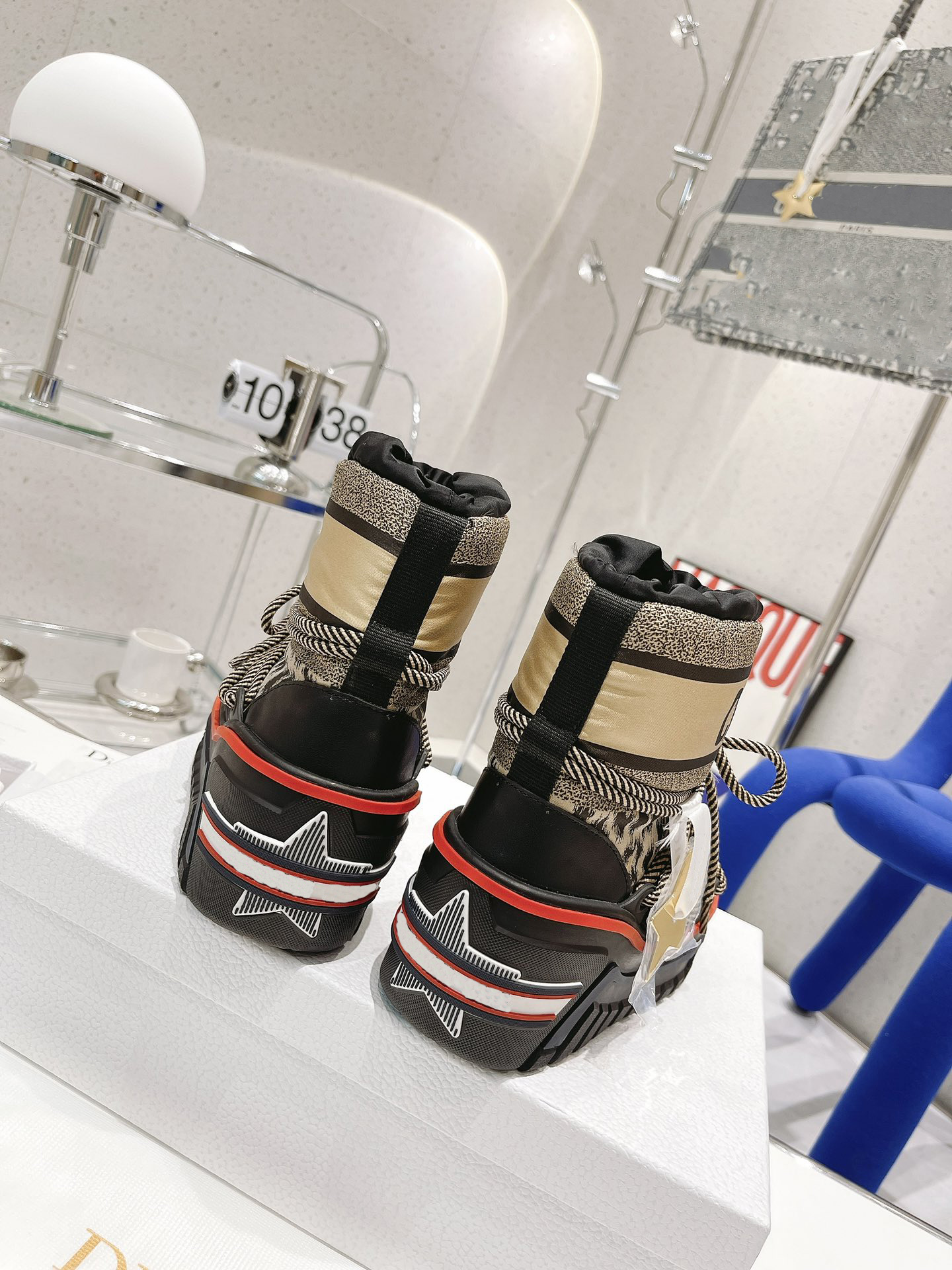 

2022 Womens ankle snow boots fashion thick bottom nylon oblique print Half boot women winter Ski booties shoes size 35-41 high-end quality, 1#