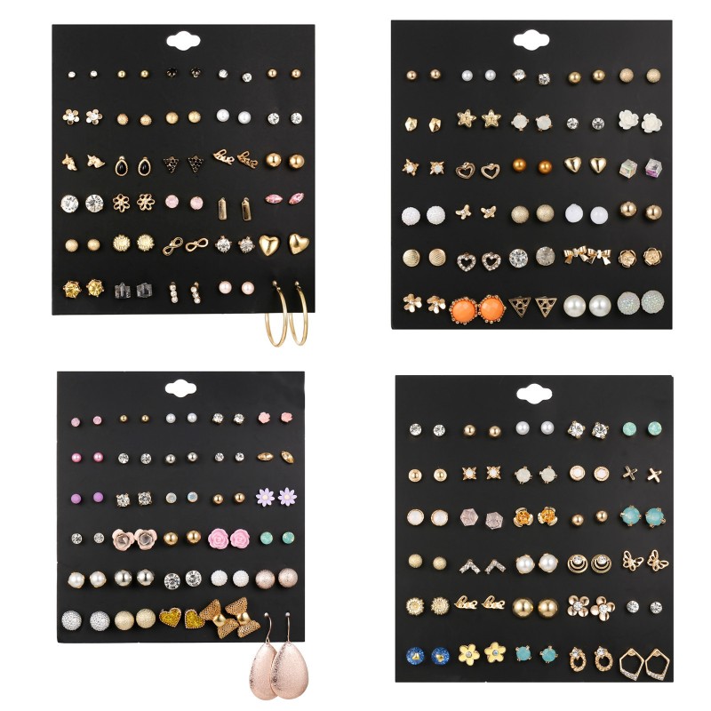 

Thousands styles Ins 30pairs of earrings Studs set Heart Flowers Infinite Symbol Stud Rhinestone imitation Pearl Earring 1137 B3