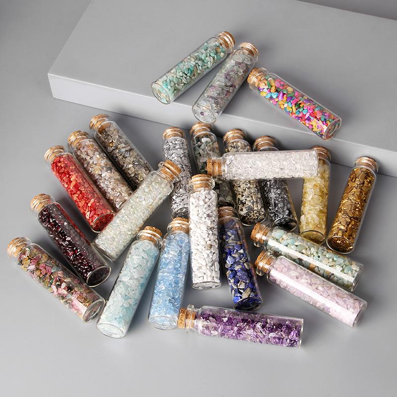 

Other 3-5mm Natural Gem Stone Bottles Chip Crystal Quartz Agates Healing Reiki Raw Minerals Gravel Wishing Bottle Specimen Decor Gift