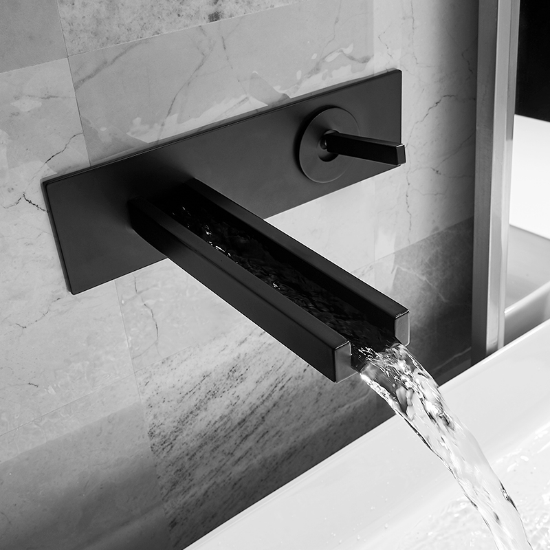Bathroom Sink Faucets Basin Wall Mounted Brass Mixer Tap 3 Pcs Black Dual Handle Taps 855823r Eez3-image-713016690