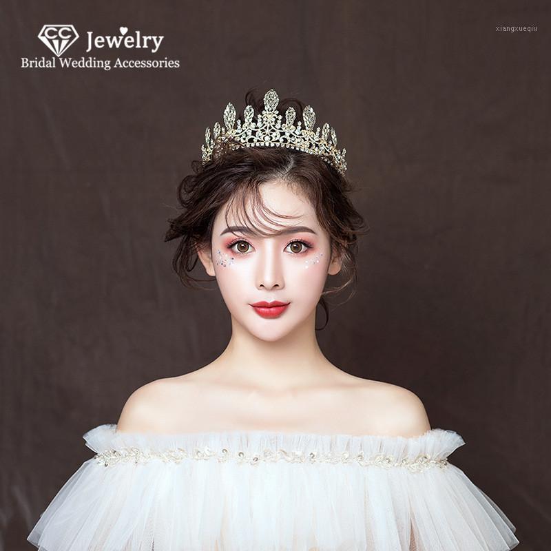 

Crown Tiara Baroque Style Wedding Hair Accessories For Women Bridal Hairwear Queen Headwear Shine Cubic Zircon Party HG1191 Clips & Barrette, Golden;silver