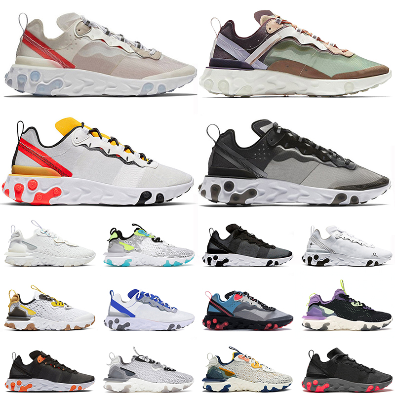 

React vision element 55 87 men women running shoes NK honeycomb worldwide pack triple black white schematic runnner outdoors trainers sport waliking Shoe, 20 anthracite 36-45