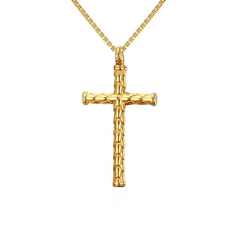 

Pendant Necklaces Stainless Steel Dragon Scales Cross Men's Titanium Necklace Metal Jewelry
