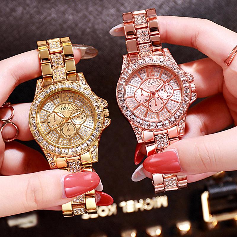 

Wristwatches Women Watches Luxury Hiphop Club Fashion Gold Watch Diamond Rhinestone For Wristwatch Relojes Para Mujer Relogio, Slivery;brown