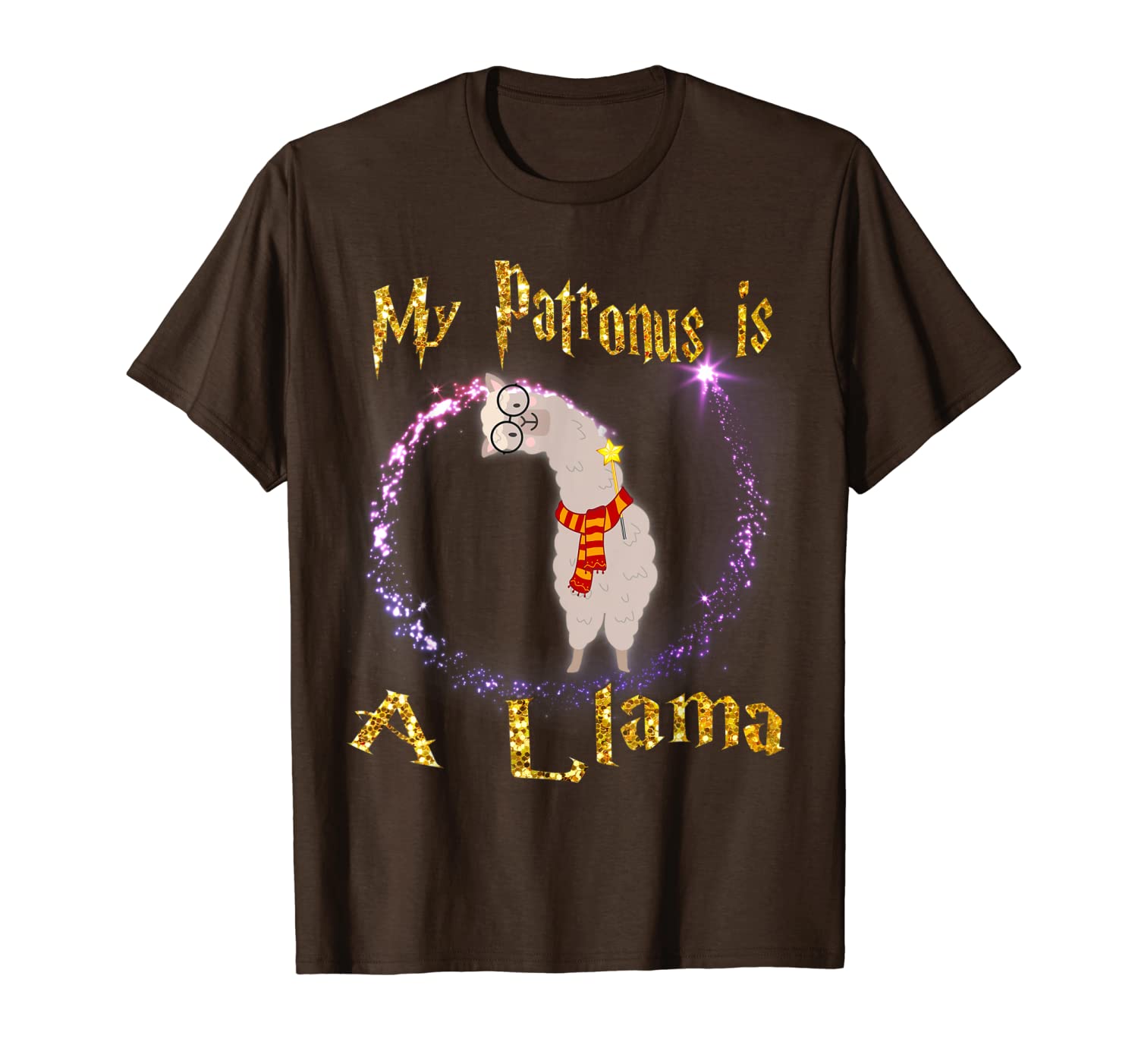 

my patronus is a llama tshirt magic gifts, White;black