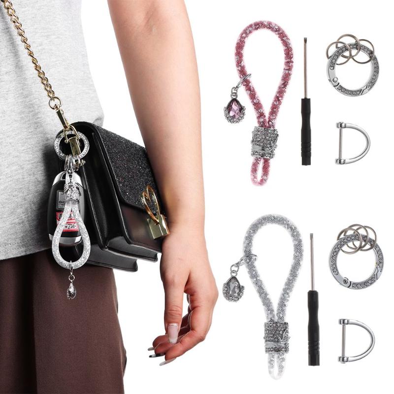 

Keychains 1PC Fashion Portable Crystal Car Keychain Pendant For Women Accessories With Bling Rhinestones Keys