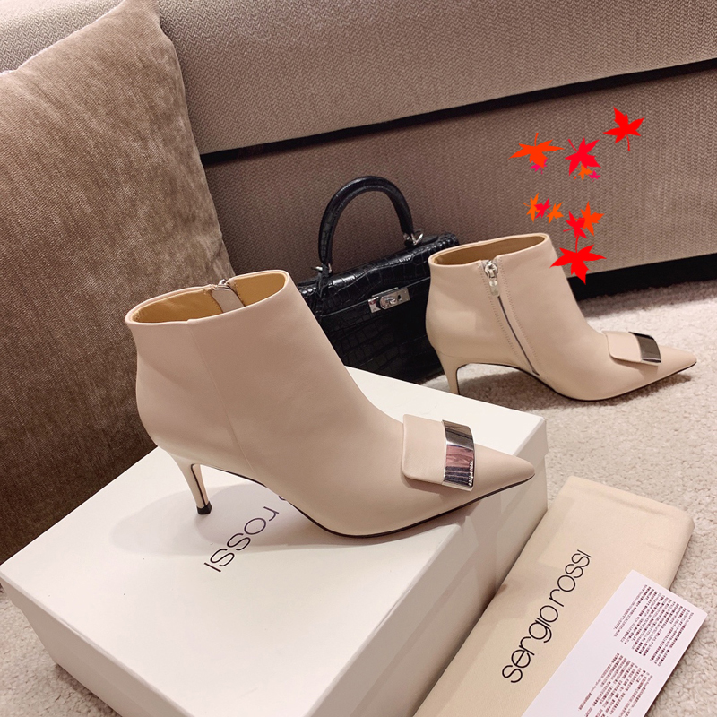 

2022 Leather Boots ladies short Ankle Cowskin Boot autumn winter Chunky Heel Martin Booties Fashion Camfortable shoes Top Quality with box size 35-40 -H152, Picture color