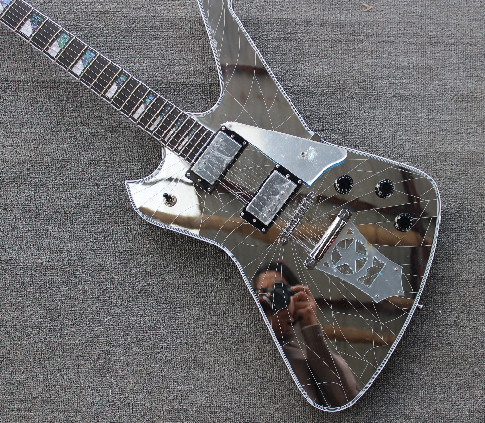 

Crack Mirror Wash Iceman Paul Stanley Signature Electric Guitar Abalone Block Inlay, Star Shape Tailpiece