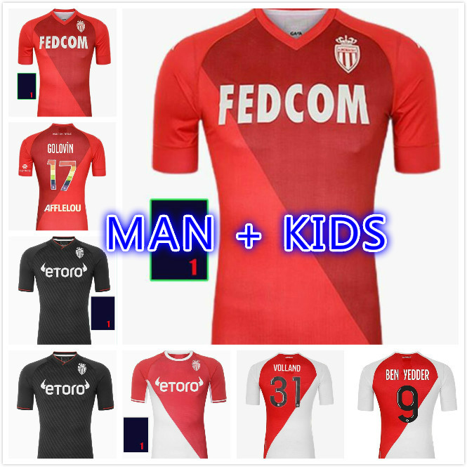 

man kids kit 2021 2022 FABREGAS AS Monaco BEN YEDDER Soccer Jerseys JOVETIC GOLOVIN 21 22 maillot de foot Flocage JORGE Football Shirt