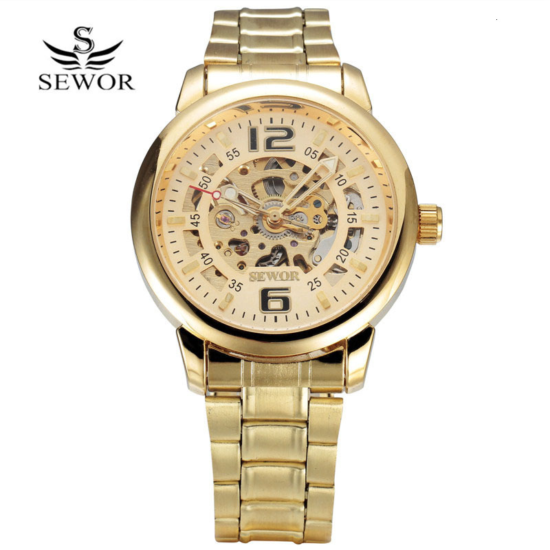 

Watch Sewor / Swarch Business Leisure Gold Belt Men's Waterproof Automatic, Slivery;brown