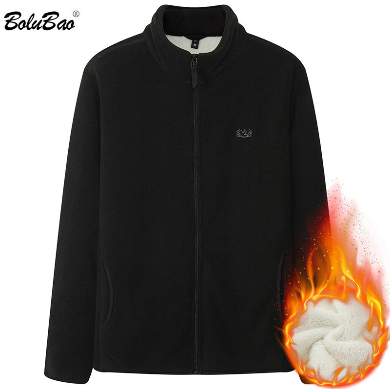

BOLUBAO Winter Men Cashmere Hoodies Sweatshirts Quality Brand Men Warm Stand Zipper Sweatshirts Casual Sweatshirts Male 210518, Black