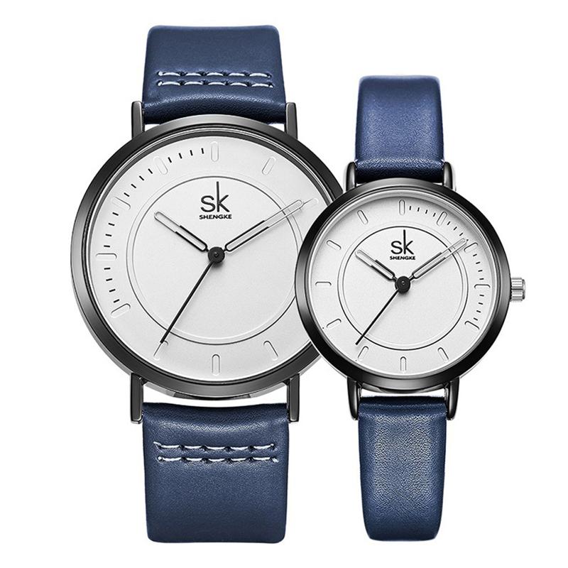 

Wristwatches Couple Clock Quartz Watches 2021 Relogio Feminino Men's Watch With Leather Strap Waterproof Valentine's Day Gift Wrist, Women blue