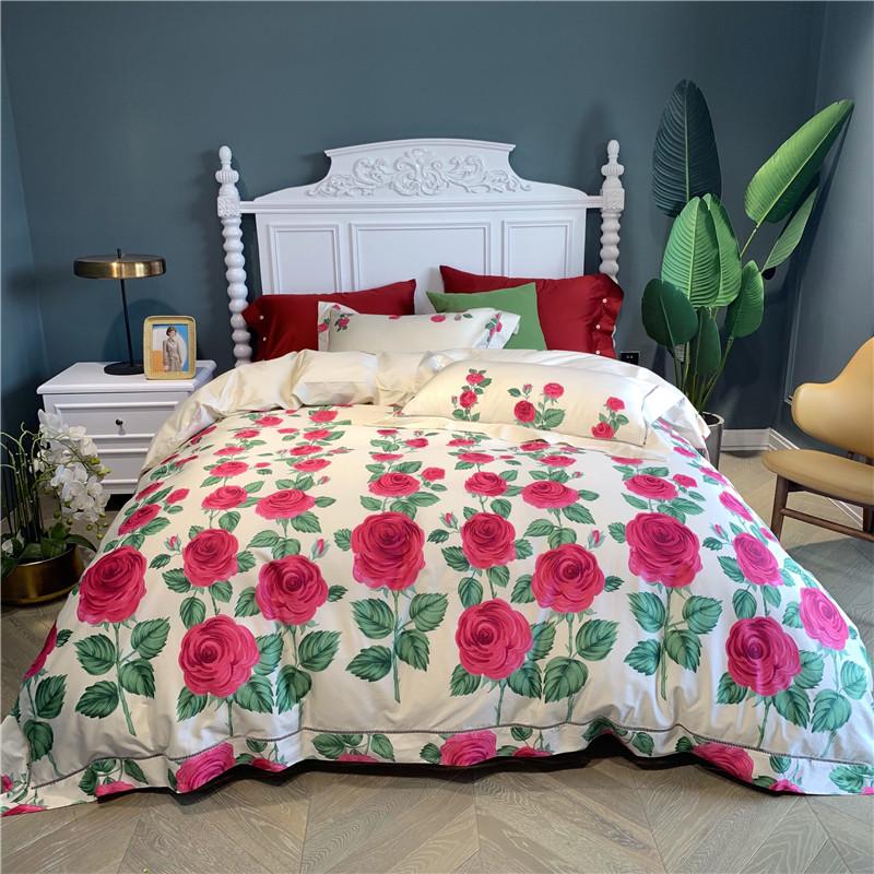 

Bedding Sets Vibrant Red/Pink Rose Garden Colorful Set 600TC Egyptian Cotton Ultra Soft Duvet Cover Bed Sheets Queen King Size, Color 5