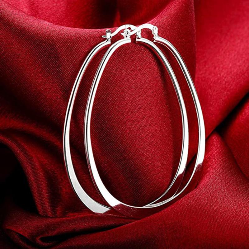 

Hoop & Huggie Womens 925 Sterling Silver Elegant Oval Shaped Extra Large Earrings For Women,Girls' Gifts