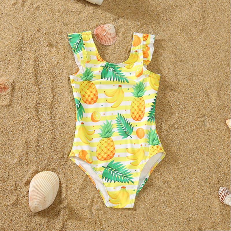 

Women's Swimwear -9Y Kids Girl One Piece Swimsuit Bikinis Set Parent Child Family Parent-child Swim Yellow Flounces Edge Bikini Biquini#35