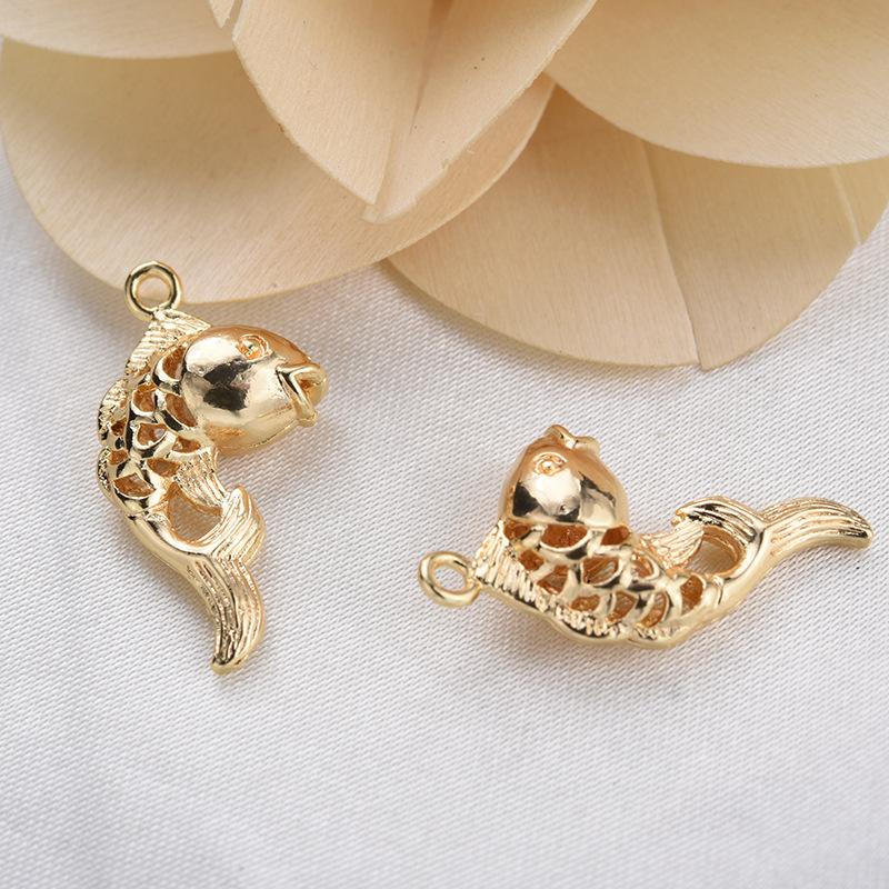 

Charms 10PCS 12x23MM 24K Gold Color Plated Brass Fish Pendants High Quality Jewelry Accessories, Bronze;silver