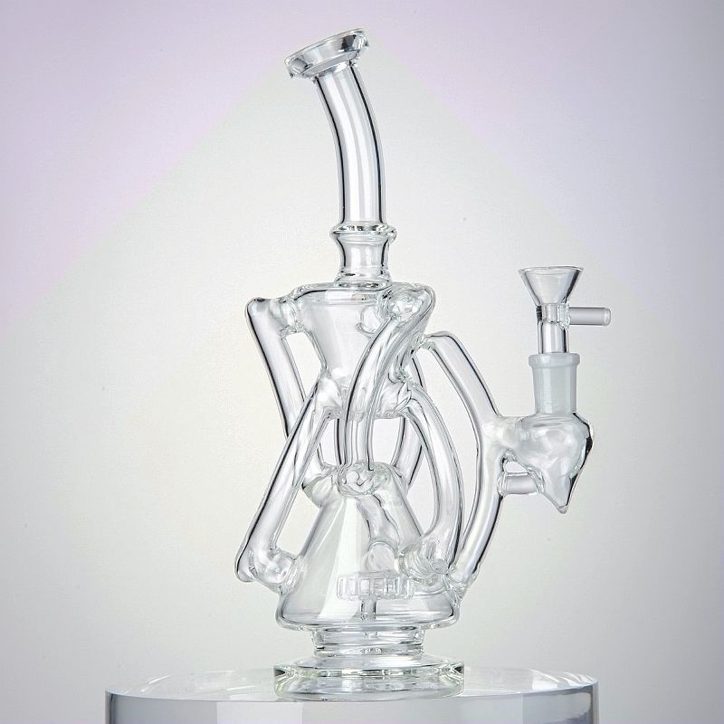 

Heady Recycler Hookah Klein Glass Bongs Oil Dab Rigs 7 Tubes Showerhead Perc Water Pipes 14mm Female Joint With Bowl