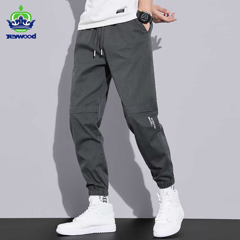 

Spring Summer Cargo Pants Men's Trendy Outdoor Ankle Banded Pant Loose Elastic Waist Overalls Harem Trousers Large size M-4XL 210707, Black