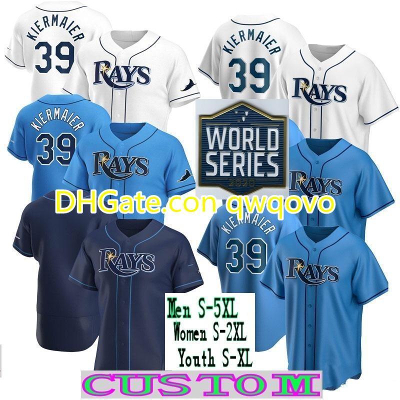

Tampa Bay 2020 rays Baseball Jersey austin meadows 39 Kevin Kiermaier 56 Randy Arozarena blake-snell Hunter Renfroe jersey men youth women 8, Men blue