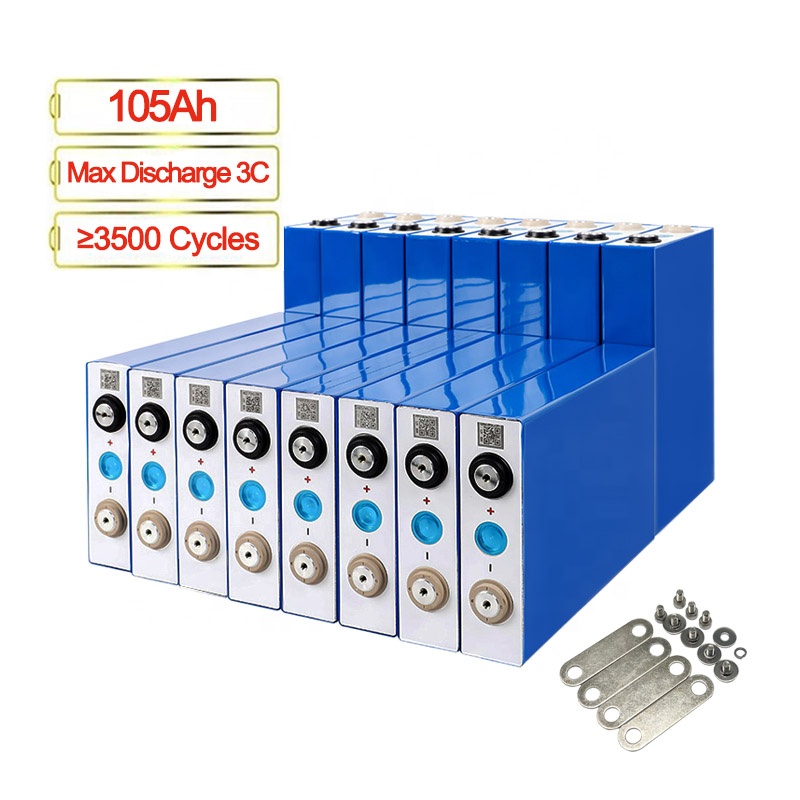 3.2v 105ah Lifepo4 Battery Cell Prismatic lithium Ion Batteries for Power Solar System EV 100ah with Busbar And Bolts-image-712469650