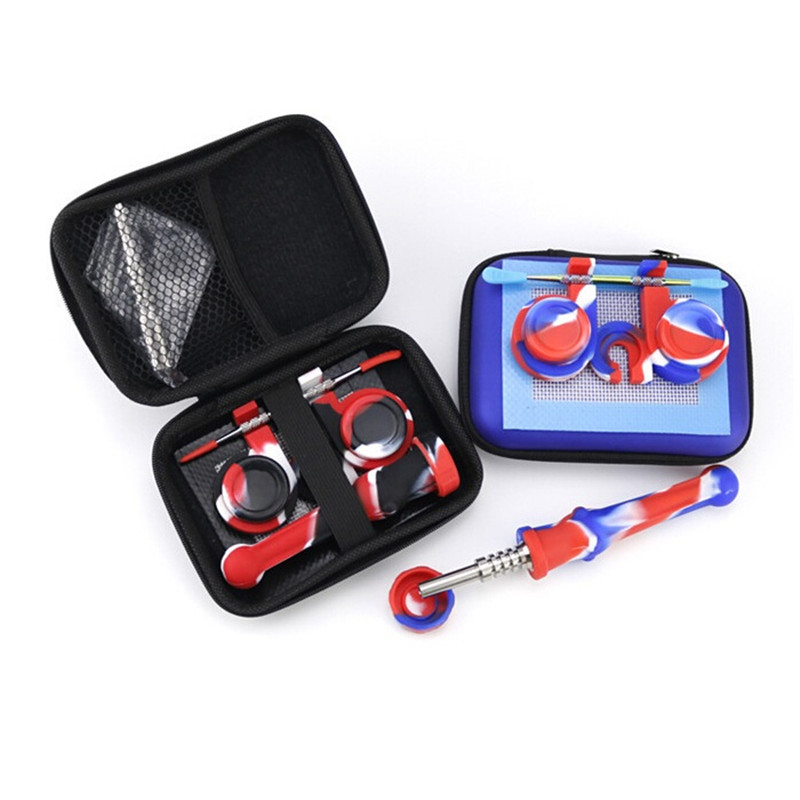 

Dab Straw Nail Collector Kits with Retail Bag 14mm Titanium Dabber Silicon Container Tool Zipper Case