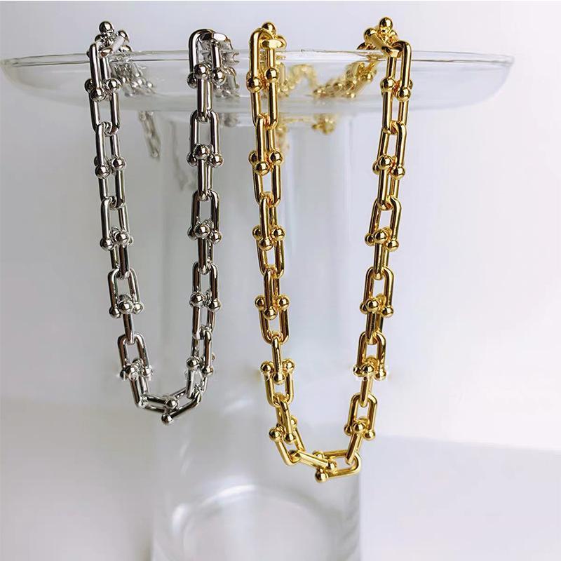 

Chains Real Gold Plated Stainless Steel Chain Necklace For Women Punk Street Style Clavicle Choker Party Jewelry