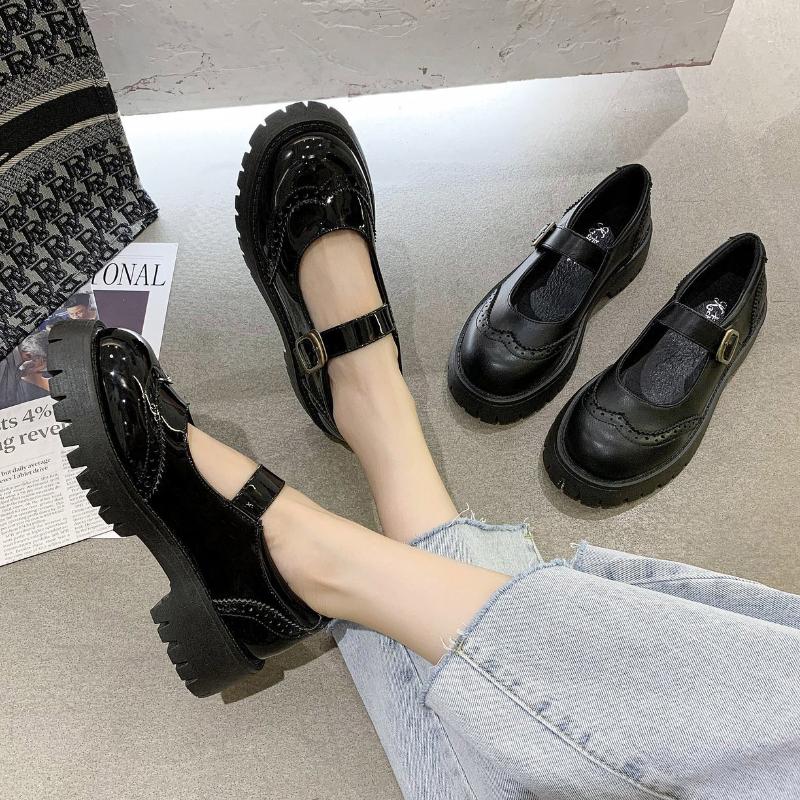 

Dress Shoes Cute Lolita Girl Women Maid Round Toe Japanese JK High School Uniform Kawaii Anime Cosplay Mary Jane 2021, Matte