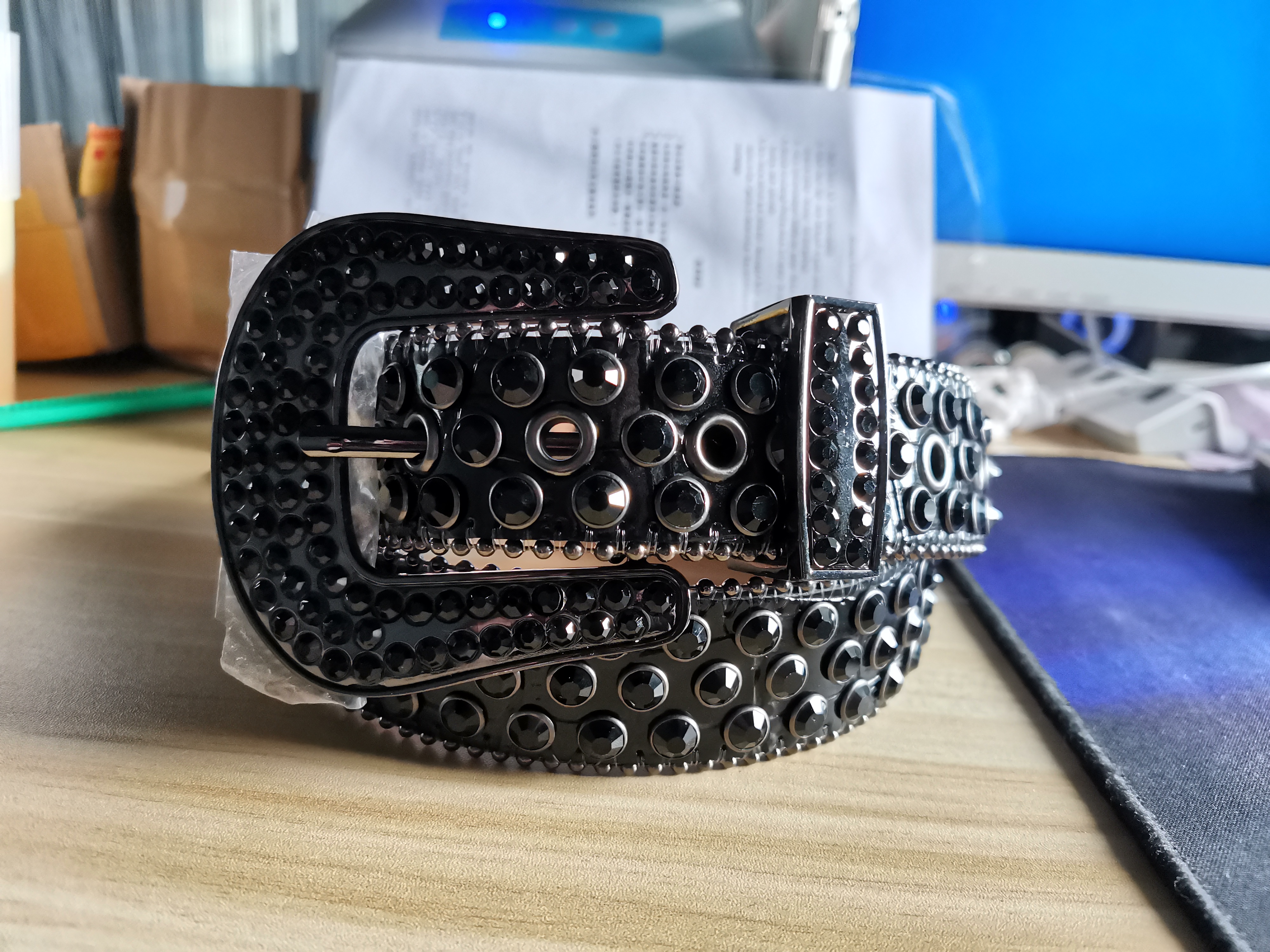 

Leather Waist Belt Black Crystal Rhinestone Men Bling Full Diamond Studded Crocodile Strap Cinto De Strass