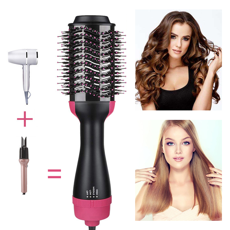

3 in 1 Hair Curler Straightener Brush Hair Dryer Curling Straightening Iron Brush Negative Ion Hot Air Comb Hair Styler Comb